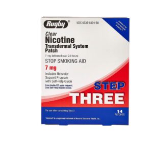 Nicotine patch Step Three for smoking cessation with 7 mg dose.
