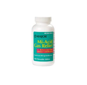 Bottle of Mi-Acid Gas Relief tablets by Naturade.