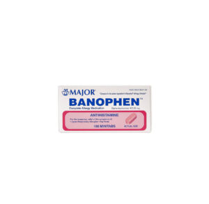Bar of Major Banophen medicated soap in pink and white packaging.