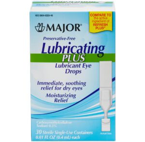 Major Purveyor Lubricating Plus eye drops for soothing dry eyes.