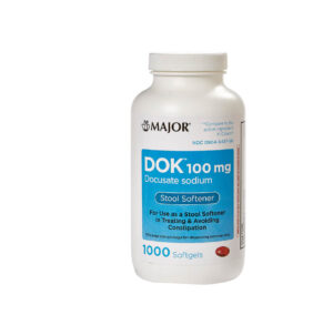 A bottle of Major DOK 100 mg dietary supplement with 1000 tablets.