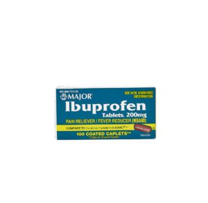Package of Major Ibuprofen tablets, 200 mg strength.