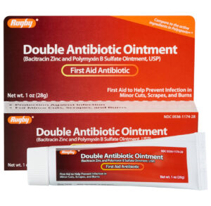 Tube and box of Double Antibiotic Ointment by Neosporin for first aid use.