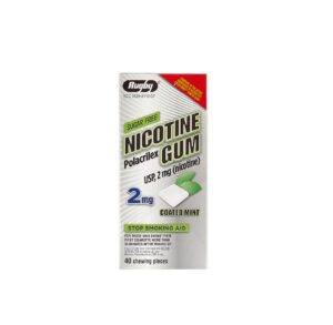 Box of 2mg nicotine gum for quitting smoking.