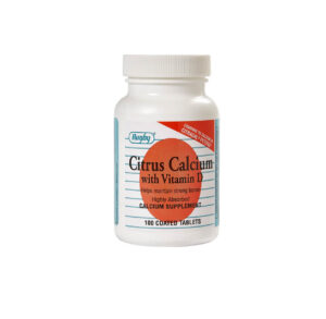 Bottle of Citrus Calcium with Vitamin D supplement.