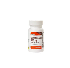 Bottle of Simethicone 125 mg capsules for digestive relief.