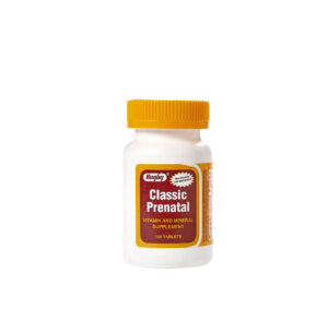 A bottle of Classic Prebari supplement with an orange cap.
