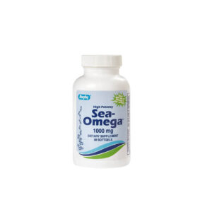A bottle of Sea Omega fish oil supplement by Kirkland.