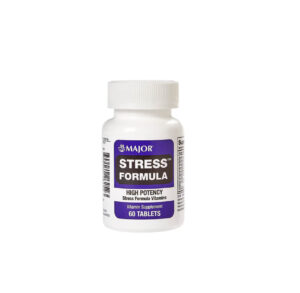 A bottle of stress relief formula supplement by Nature's Way.