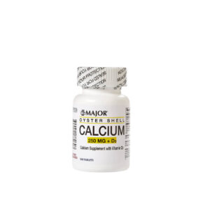 Bottle of calcium supplement with vitamin D.
