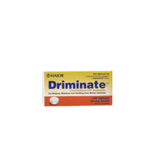 Box of Driminate tablets for cold and flu relief.