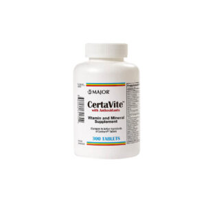 A white bottle of CertaVite Multivitamin supplement.