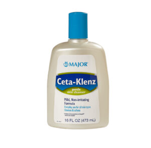Bottle of Major Ceta-Klenz antiseptic solution with blue cap.
