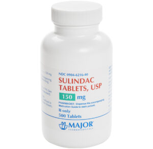 Bottle of Sulindac Tablets, 150 mg by U.S. Major Pharmaceuticals.