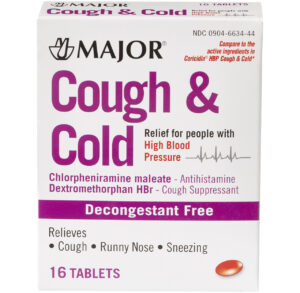 Box of Major Cough & Cold tablets for relief from cold symptoms.