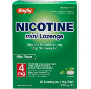 Box of Nicotine Mini Lozenge for smoking cessation.