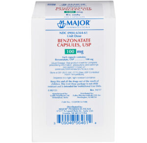 Box of Major Benzoate Capsules for digestive relief.