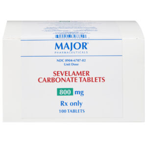 Box of Major Sevelamer Carbonate Tablets, 1000 mg, 100 tablets.