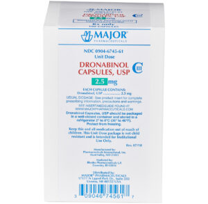 Box of Major Pharmaceuticals Dronabinol Capsules USP 2.5 mg.