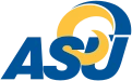 ASU logo with blue and yellow design.