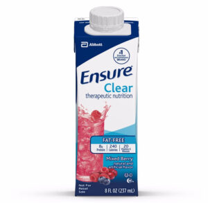A carton of Ensure Clear pomegranate drink with antioxidants.