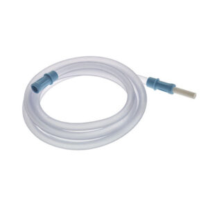 Clear flexible medical tubing with connectors on both ends.