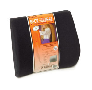 Black McDavid lumbar support belt for back pain relief.