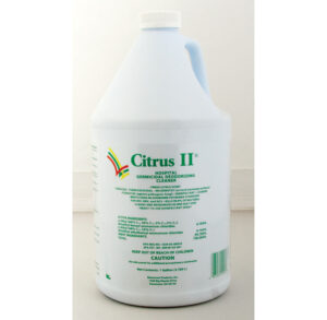 A gallon jug of Citrus II cleaning solution with detailed label information.