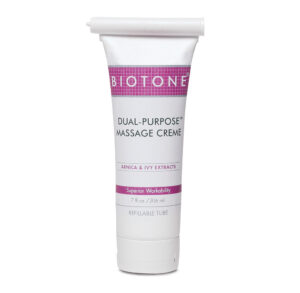 Tube of Biotone All-Purpose Massage Creme for skin care.
