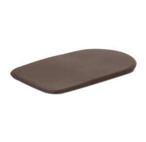 Brown rectangular cushion with rounded edges.