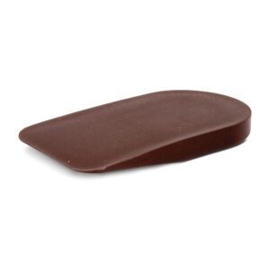 A brown orthotic heel lift insert.