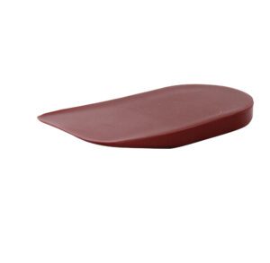 A smooth, curved brown shoe insole heel pad.
