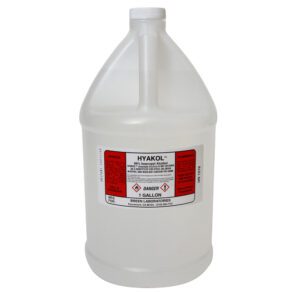 A gallon jug of distilled water with a red label.