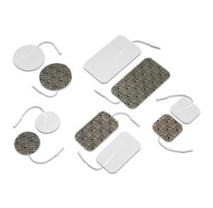 Various electrode pads and gel pads for medical or therapeutic use.