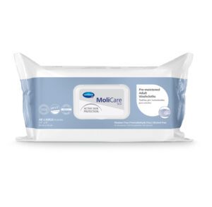 Pack of Medline MedCare Medical Exam Gloves in blue packaging.