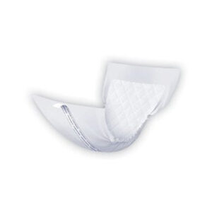 A transparent adult diaper with adhesive tabs on a white background.