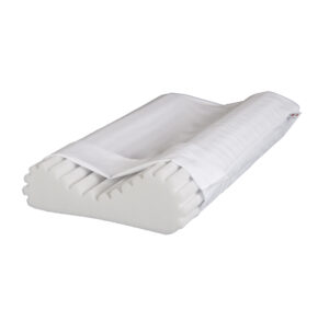 Orthopedic memory foam pillow with ergonomic design for neck support.