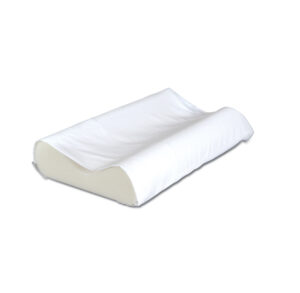Ergonomic contour memory foam pillow for neck support.