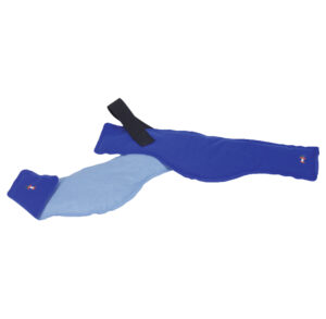 Two blue wrist supports or braces, one dark blue and one light blue.