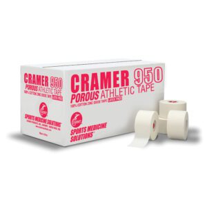 Box of Cramer 950 athletic tape with two rolls displayed.