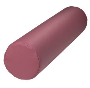 A maroon cylindrical foam roller with flat ends.