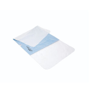 Disposable absorbent underpad with a blue backing for protection.