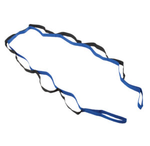 Blue and black ribbon twisted in a wave pattern.