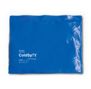 A blue reusable cold gel pack for injury relief.