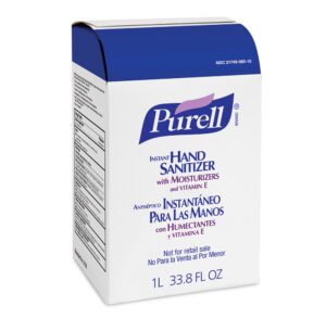 A box of Purell hand sanitizer with 1L capacity.
