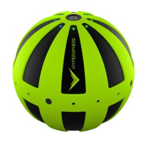 Bright green and black spherical device with modern design.