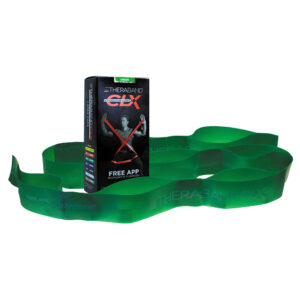 Green resistance band and exercise kit box.