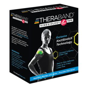 TheraBand CLX resistance band packaging showing product details and image.