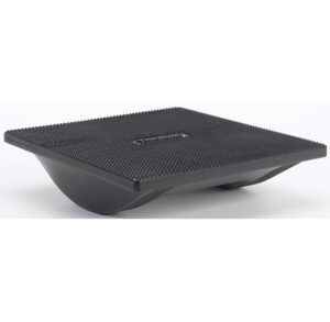 Black textured balance board for fitness and rehabilitation exercises.