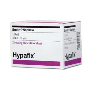 Box of Hypafix adhesive retention sheet for wound care.